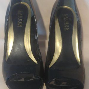 Ralph Lauren Patent Leather Peep Toe Shoes